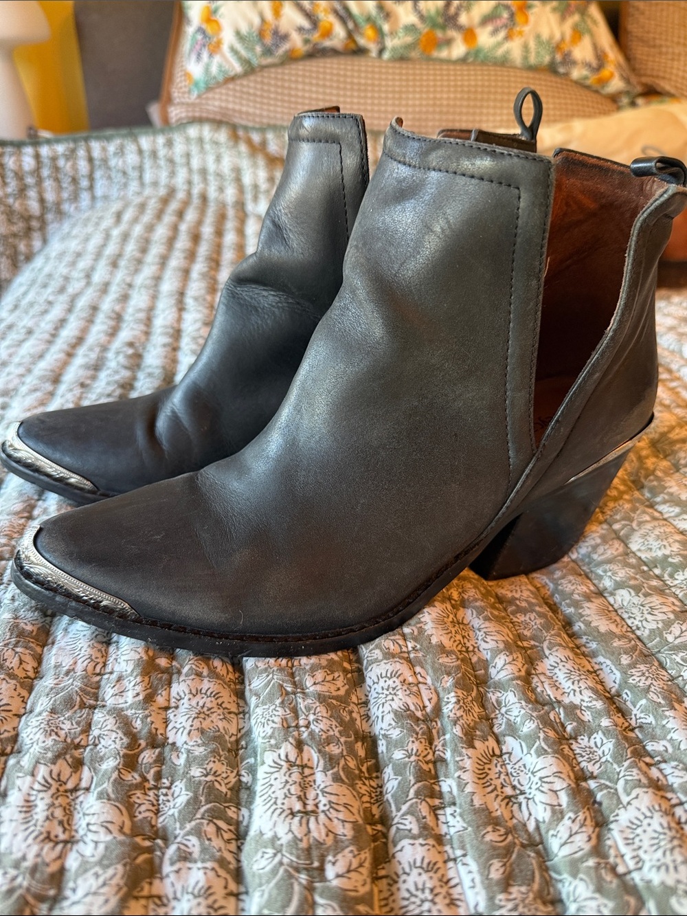 Jeffrey Campbell Black Pointed Toe Ankle Booties
